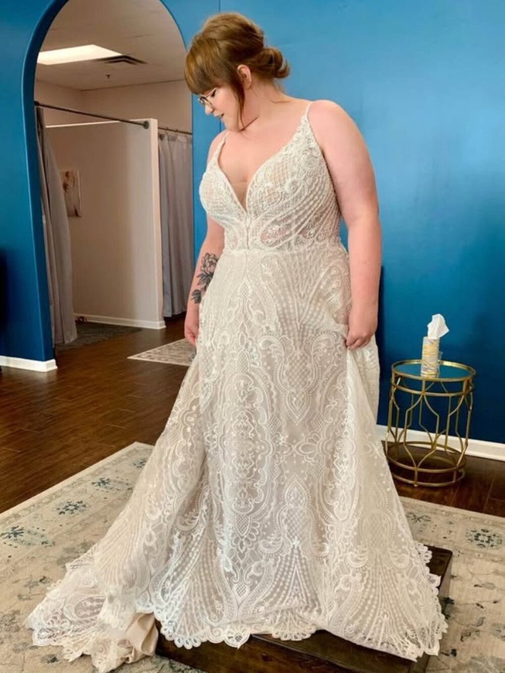 Beautiful size 22 wedding dress with beading and lace